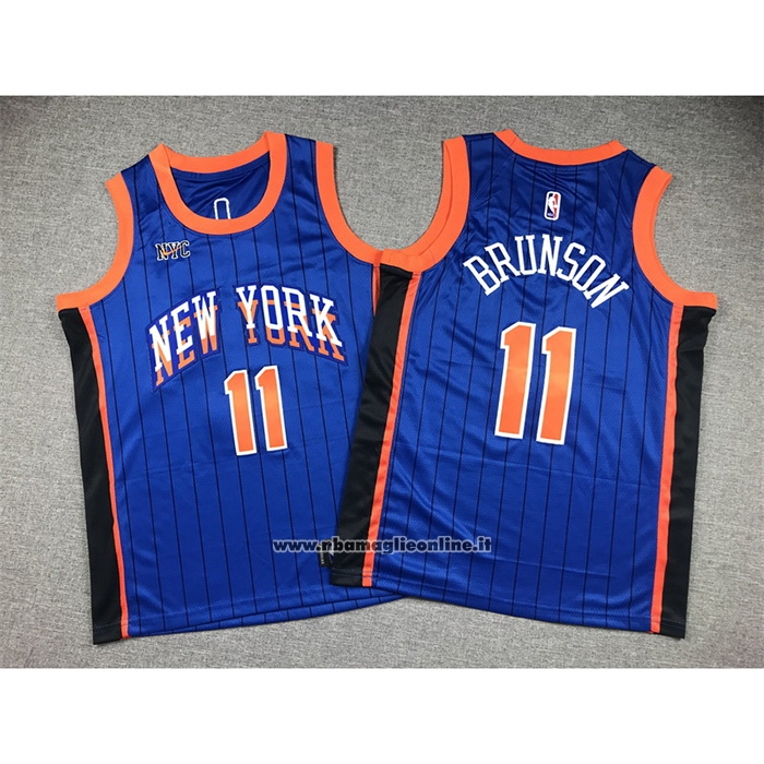 Maglia Bambino New York Knicks Jalen Brunson #11 Citta 2023-24 Blu